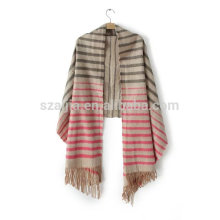 Mode femmes d&#39;hiver fils acryliques teints stripe pashmina châle